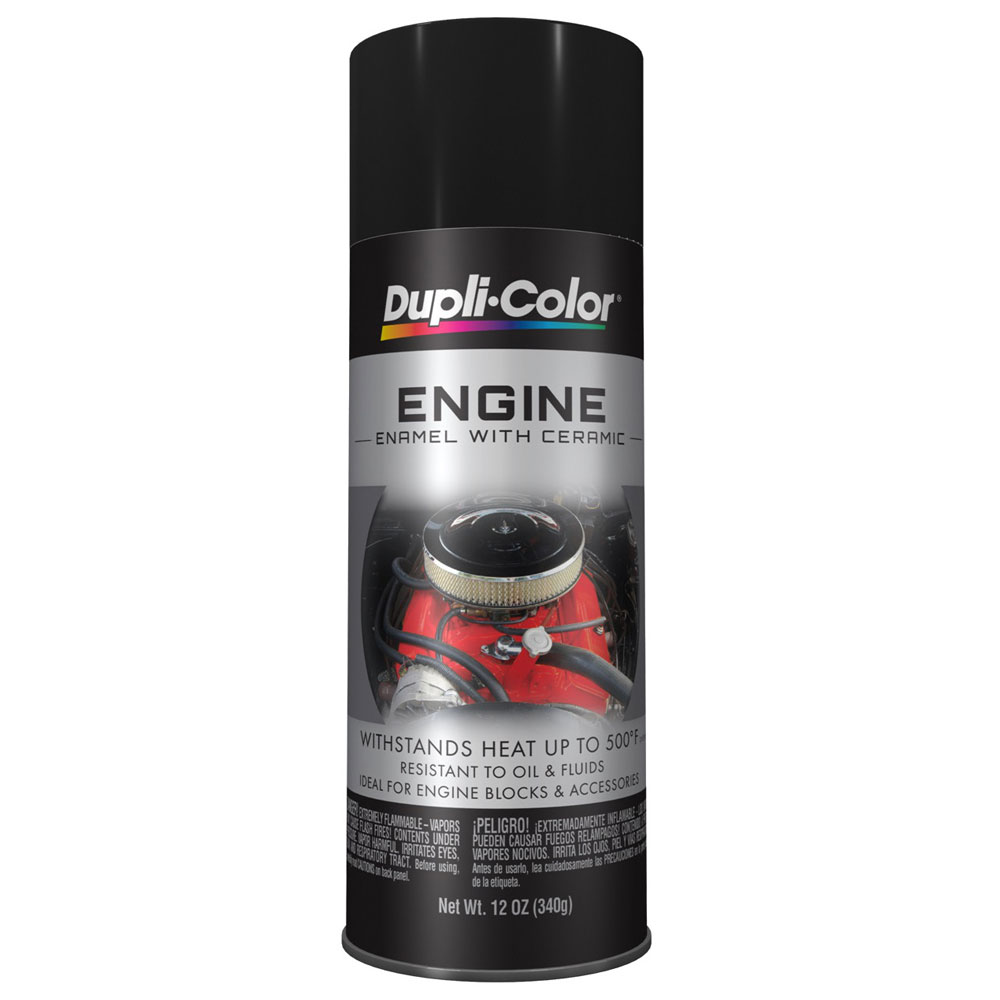 Duplicolor Paint DE1613; Engine Enamel with Ceramic 12.00 oz. Aerosol Black 500 deg. F Intermittent 