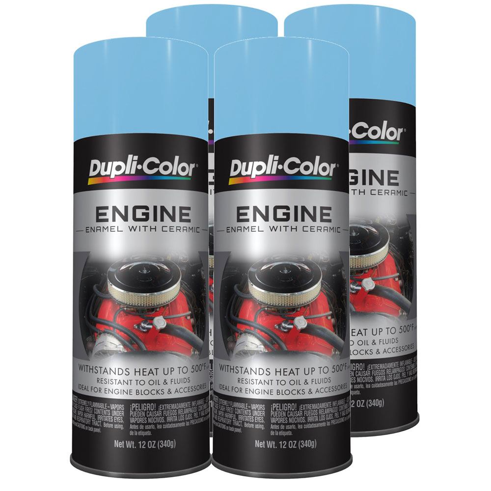 Photo for Duplicolor Paint DE1616(4-PACK); Engine Enamel with Ceramic 12.0 oz. Aerosol Pontiac Metallic Blue 500 deg. F Intermittent 