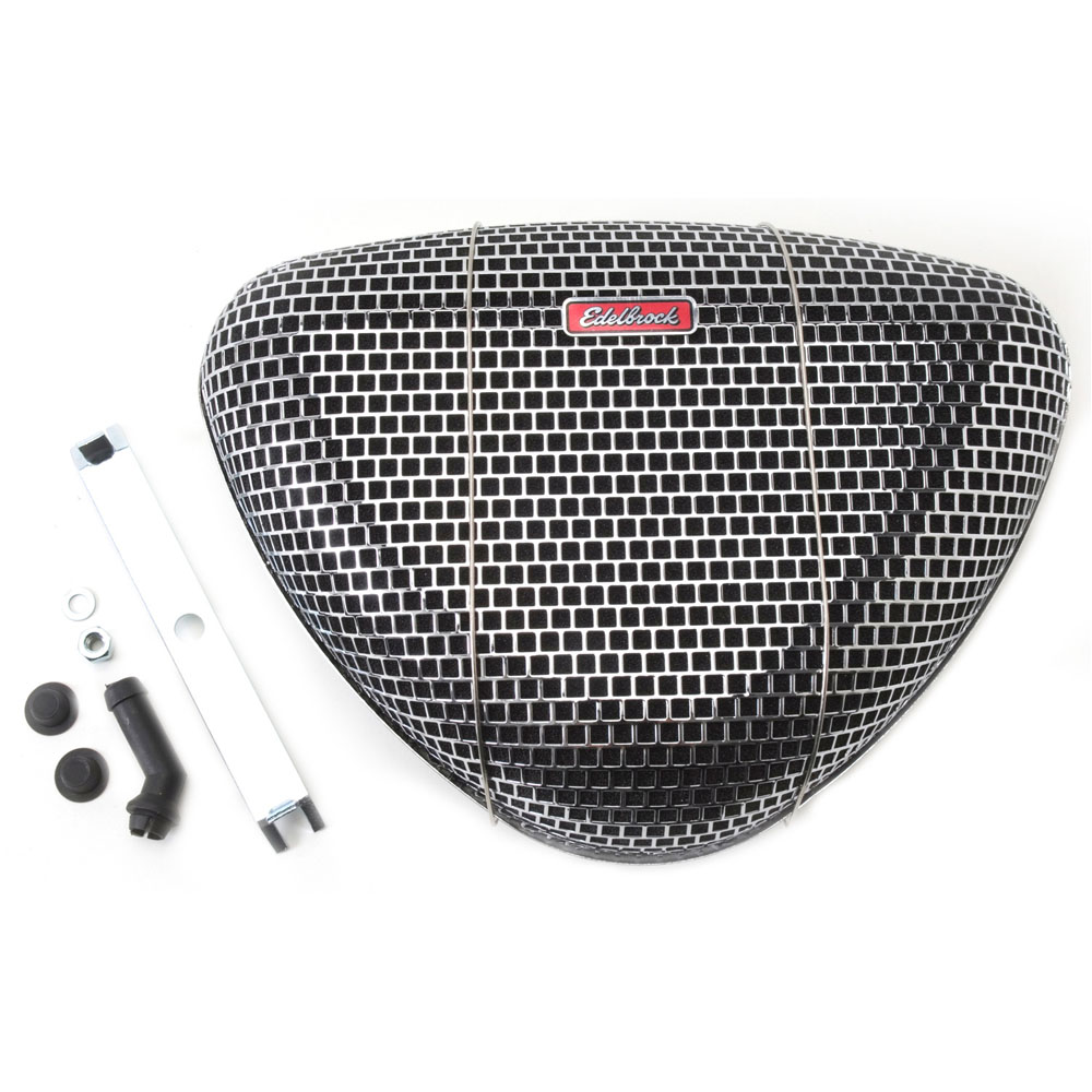 Edelbrock Air Cleaner Assembly 1002; Pro Flo Chrome Steel Triangular 11.475 in. x 8.475 in. 3.000 in. 