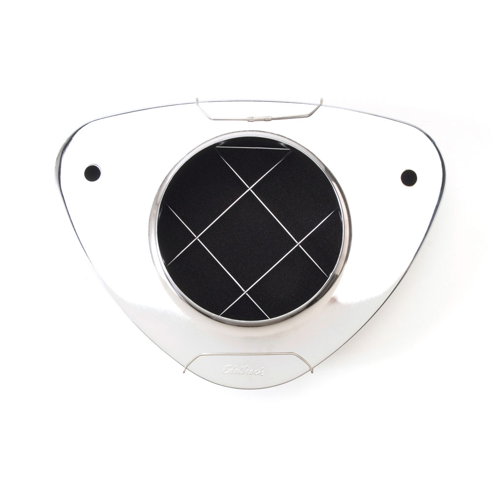 Edelbrock Air Cleaner Assembly 1002; Pro Flo Chrome Steel Triangular 11.475 in. x 8.475 in. 3.000 in. 