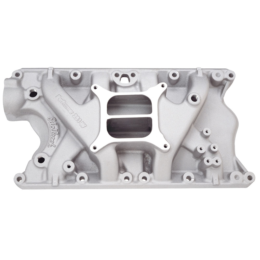 Edelbrock Intake Manifold 2181; Performer Dual Plane Idle to 5500 Satin Aluminum for Ford 351W 