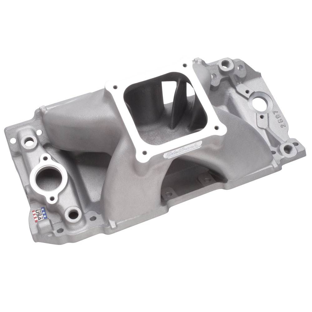 Edelbrock Intake Manifold 2897; Super Victor II Single Plane 3500 to 8500 Satin Aluminum for Chevy 396 to 454 