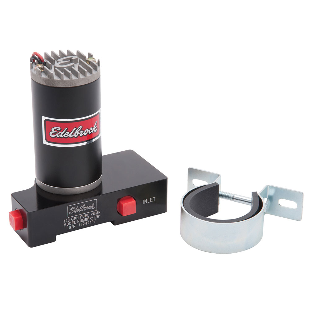 Edelbrock Electric Fuel Pump 1791; Quiet Flo 120 GPH @ 6.5 PSI Black Aluminum Gasoline 