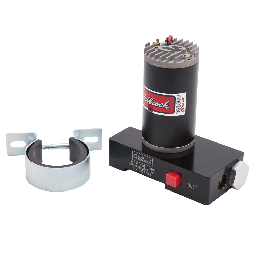 Edelbrock Electric Fuel Pump 1791; Quiet Flo 120 GPH @ 6.5 PSI Black Aluminum Gasoline 