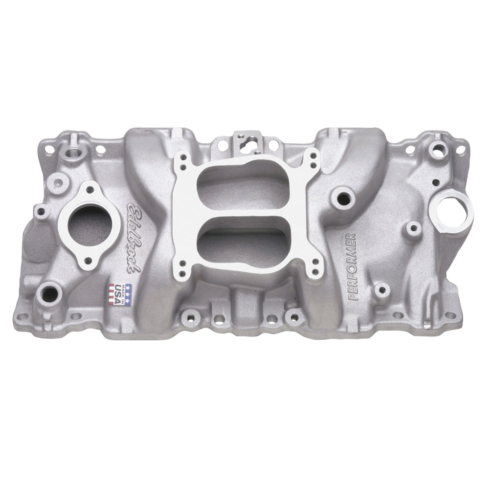 Photo for Edelbrock Intake Manifold 2104; Performer Rectangular Dual Plane Idle to 5500 Satin Aluminum for 1987 to 1995 Chevy 262 to 400