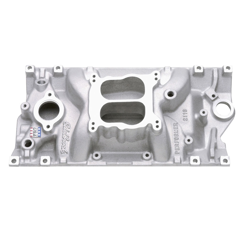 Photo for Edelbrock Intake Manifold 2116; Performer Rectangular Dual Plane Idle to 5500 Satin Aluminum for 1996 and Up Chevy 305 to 350 Vortec