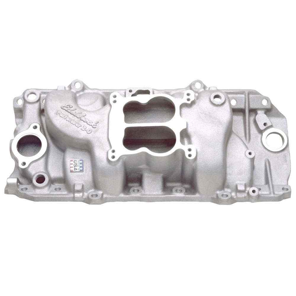 Photo for Edelbrock Intake Manifold 2161; Performer 2-O Oval Dual Plane Idle to 5500 Satin Aluminum for 1965 to 1990 Chevy 396 to 454