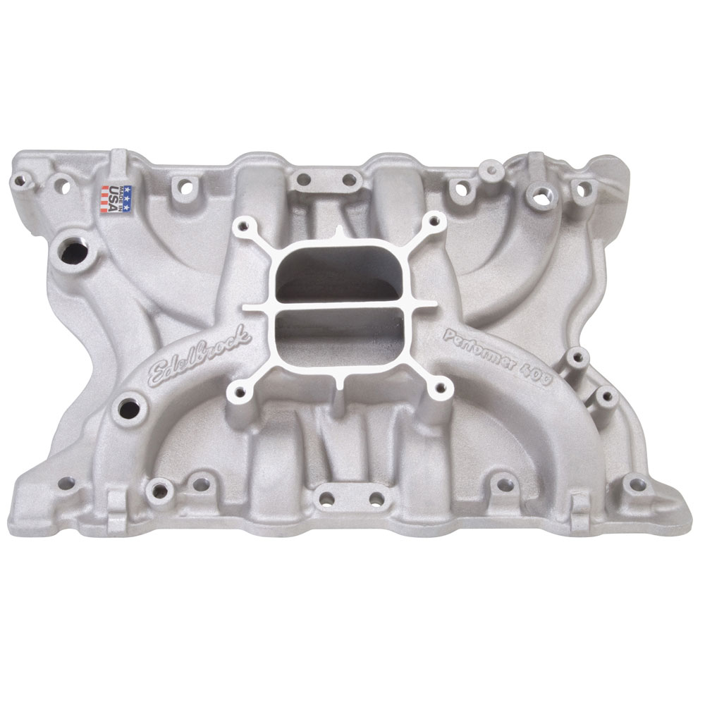 Edelbrock Intake Manifold 2171; Performer Dual Plane Idle to 5500 Satin Aluminum for Ford 351M, 400 