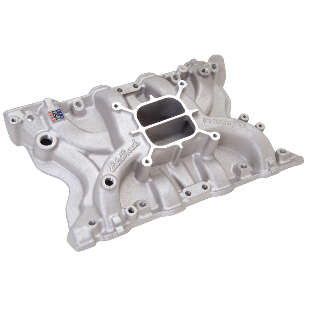 Edelbrock Intake Manifold 2171; Performer Dual Plane Idle to 5500 Satin Aluminum for Ford 351M, 400 