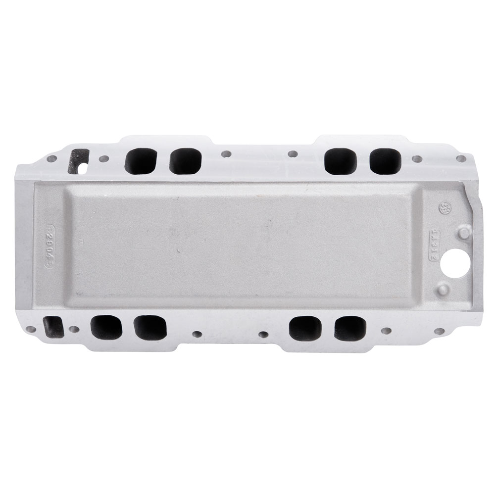 Edelbrock Intake Manifold 2904; Victor Jr. Oval Single Plane 3500 to 7500 Satin Aluminum for Chevy 396 to 454 