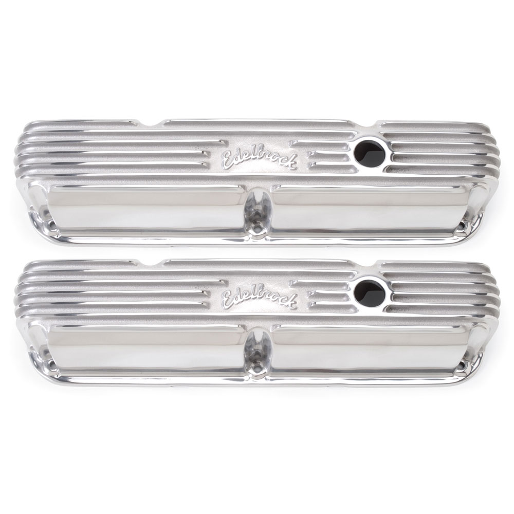 Photo for Edelbrock Valve Cover Set 4176; Classic Series Polished Aluminum for Chrysler 318 to 360 LA 
