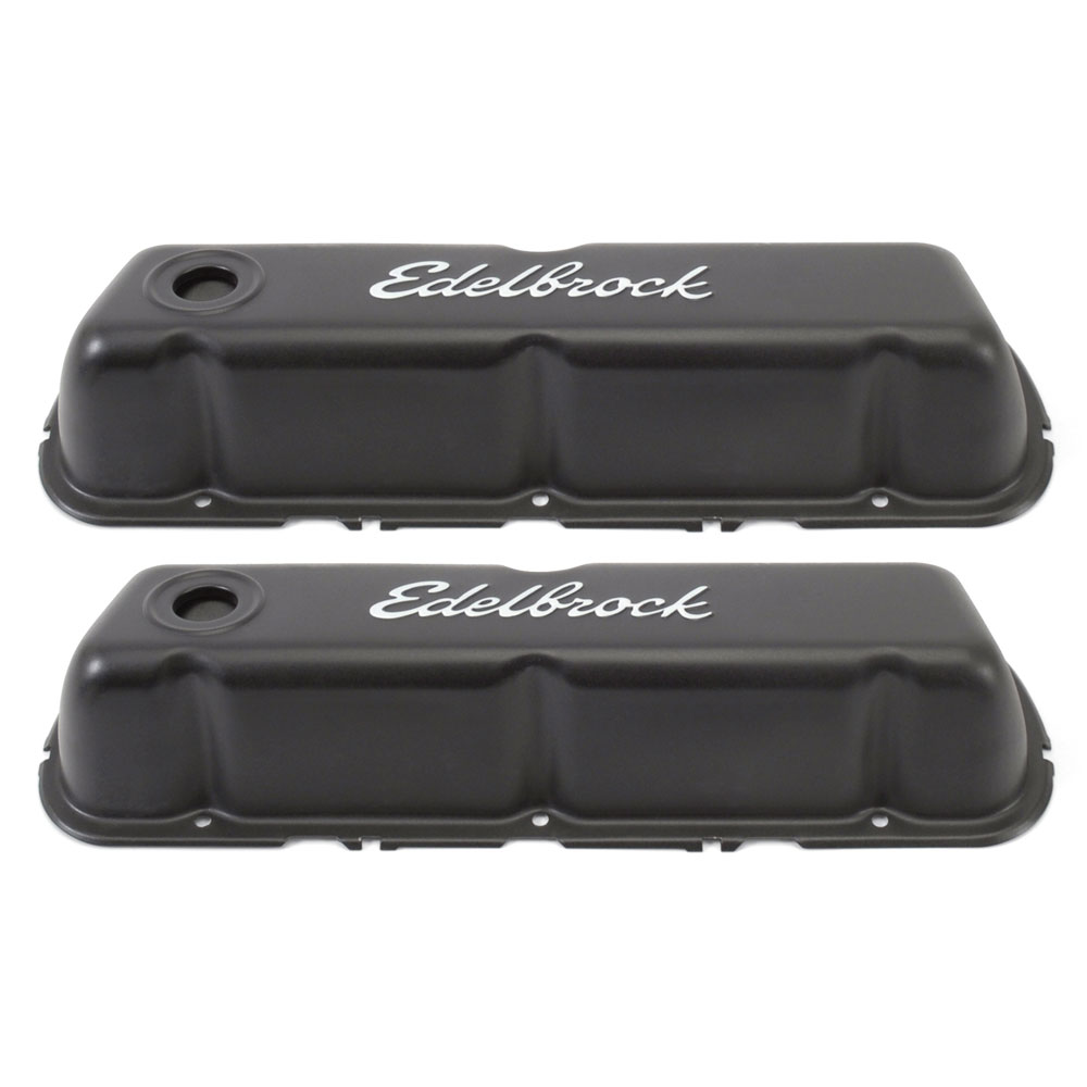 Photo for Edelbrock Valve Cover Set 4603; Signature Series Tall Black Textured Steel for Ford 260 to 351W 