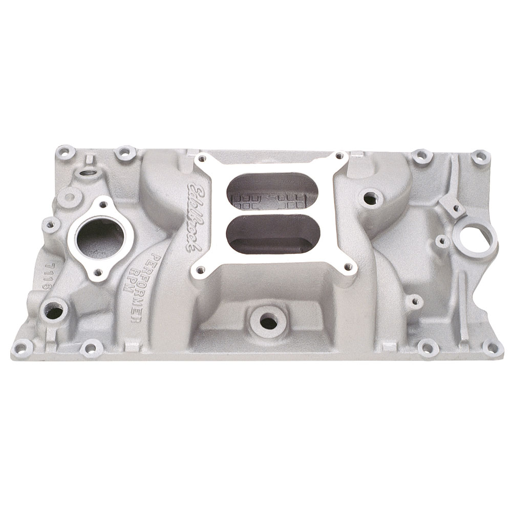Photo for Edelbrock Intake Manifold 7116; Performer RPM Standard Dual Plane 1500 to 6500 Satin Aluminum for 1996 and Up Chevy 305 to 350 Vortec 