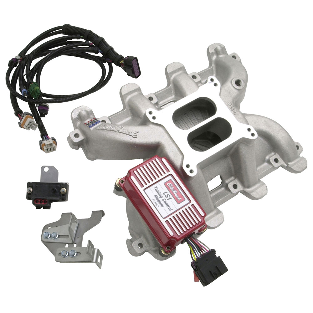Edelbrock Intake Manifold 7118; Performer RPM LS1 Cathedral Port Dual Plane 1500 to 6500 Satin Aluminum for Chevy LS 