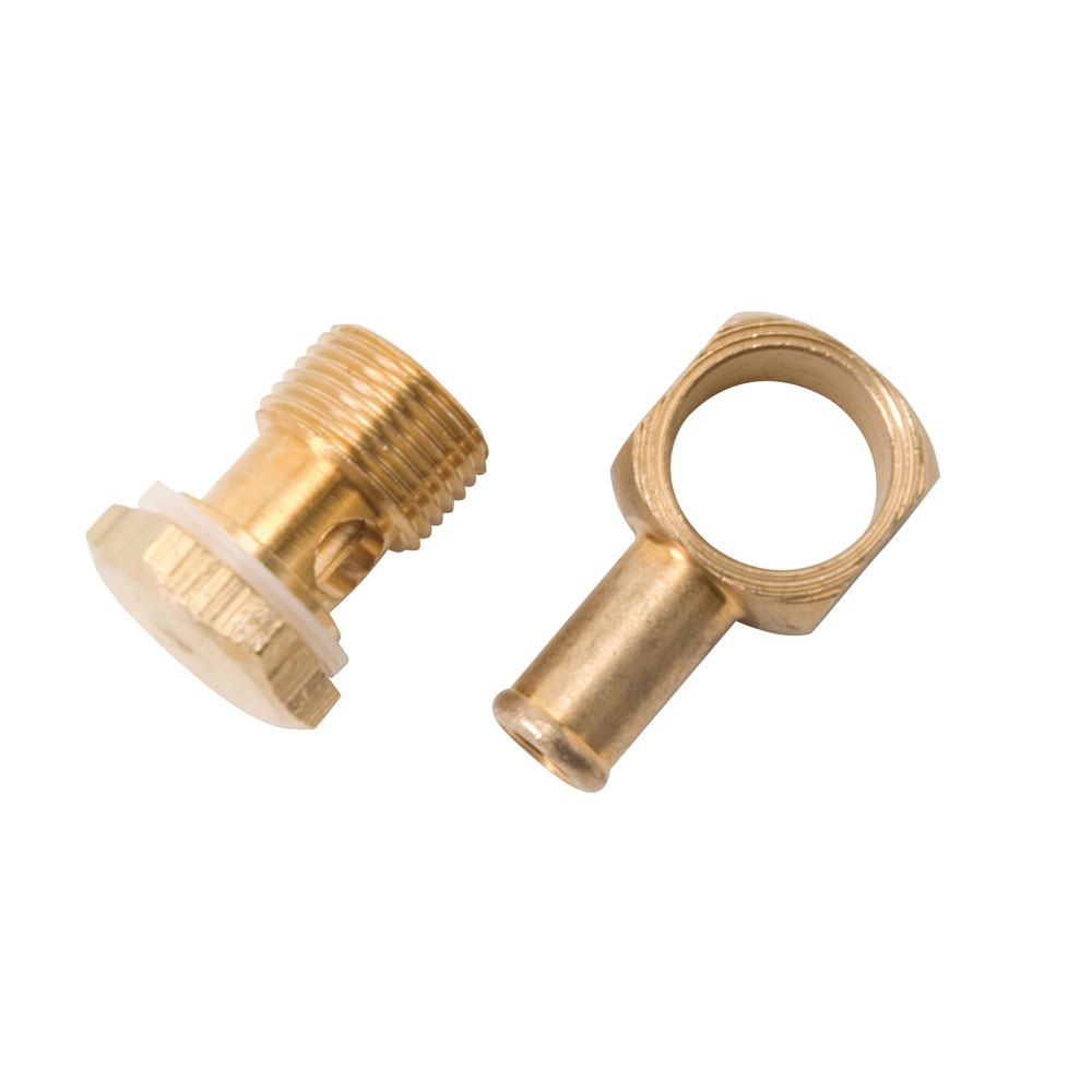 Edelbrock Carburetor Fuel Inlet Fitting 8089; Banjo Fitting Carburetor Inlet Adapter Satin 3/8 in. Hose Barb 90 deg. (Banjo Fitting) 2-5/8 in. 