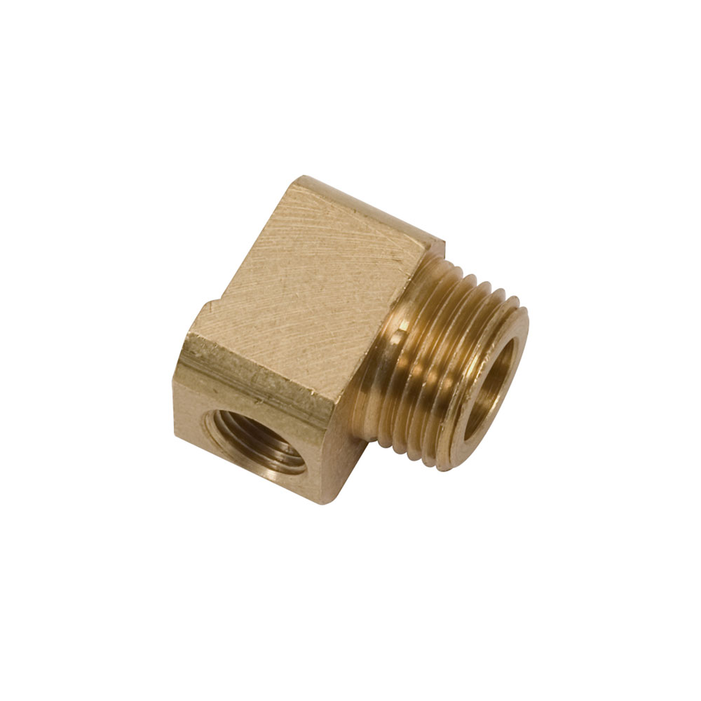 Photo for Edelbrock Vacuum Line Fitting 8096; Low Profile Reducer Natural 3/8 in. NPT Male 90 deg. 1/8 in. NPT Female