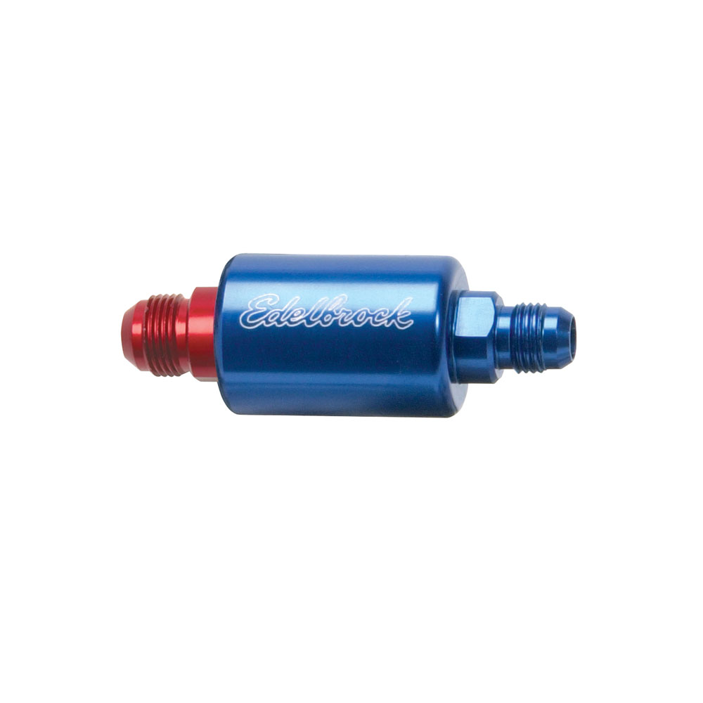 Photo for Edelbrock Fuel Filter 8130; -06AN Male 40 Micron Red, Blue Anodized Aluminum