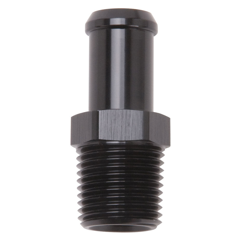Edelbrock Pipe Fitting 8159; NPT to Barb Fitting Adapter Black 1/2 in. NPT Male Straight 5/8 in. Hose Barb 