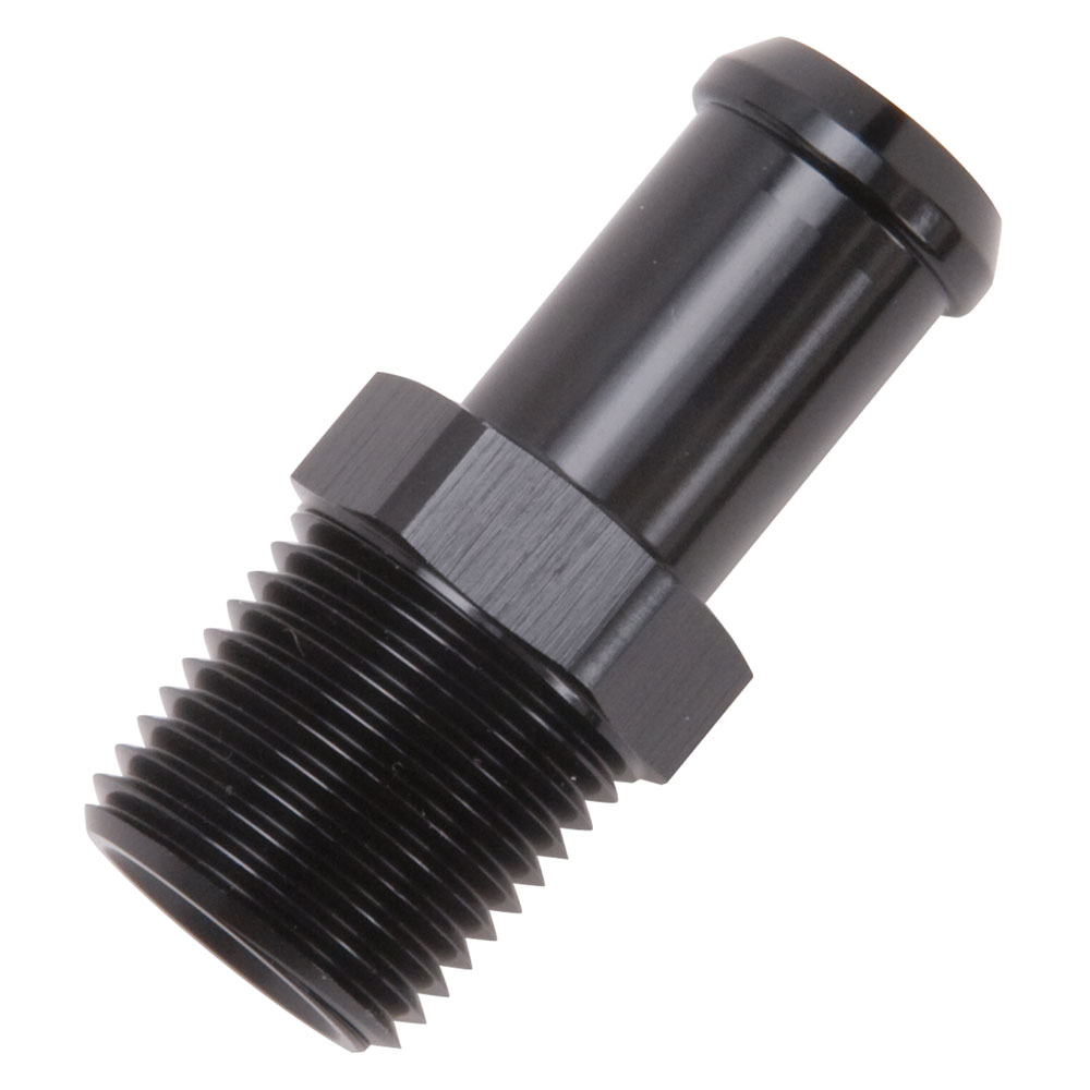 Edelbrock Pipe Fitting 8159; NPT to Barb Fitting Adapter Black 1/2 in. NPT Male Straight 5/8 in. Hose Barb 