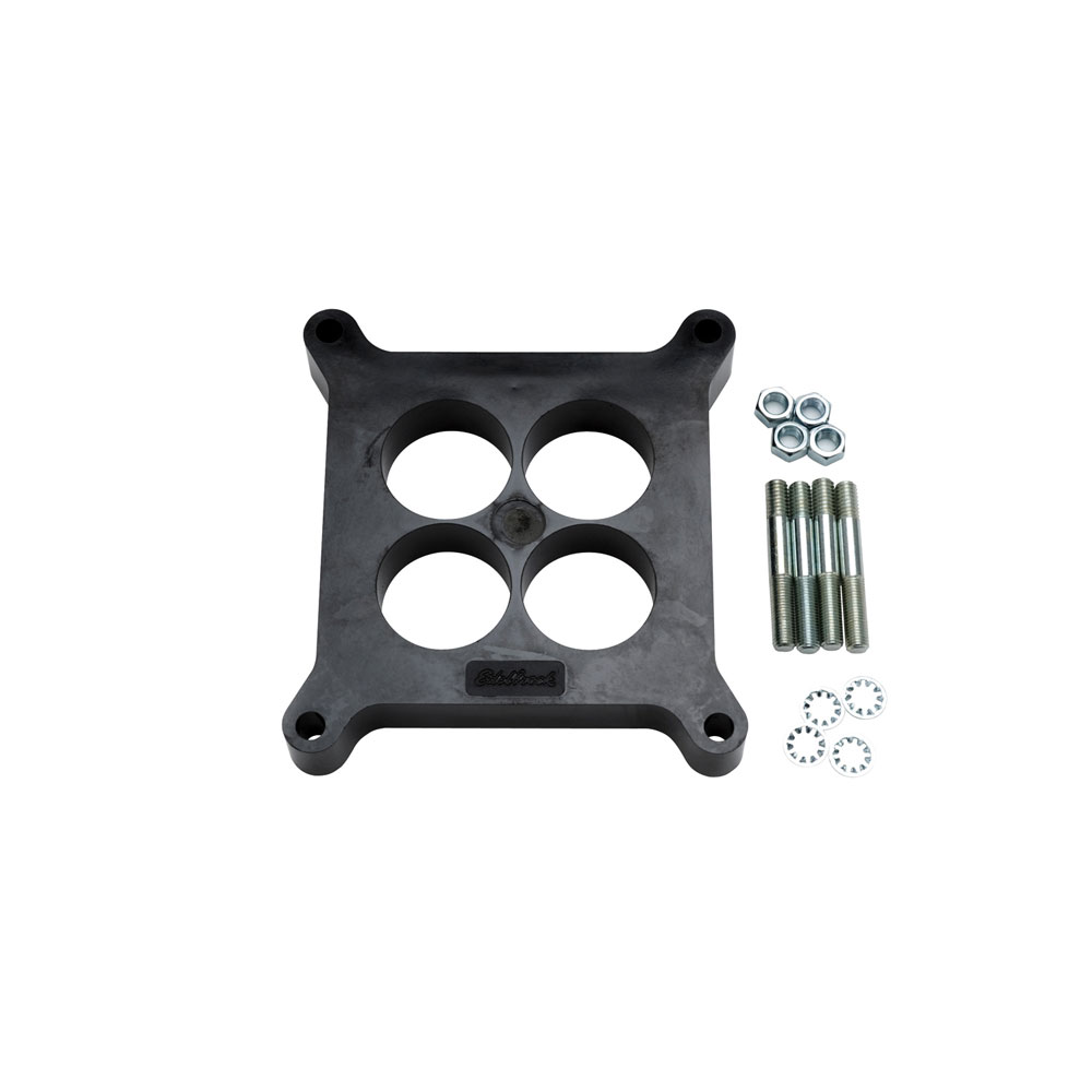 Edelbrock Carburetor Spacer 8711; Phenolic Spacer 4150 Square Bore 1.000 in. 4-Hole Black Phenolic 