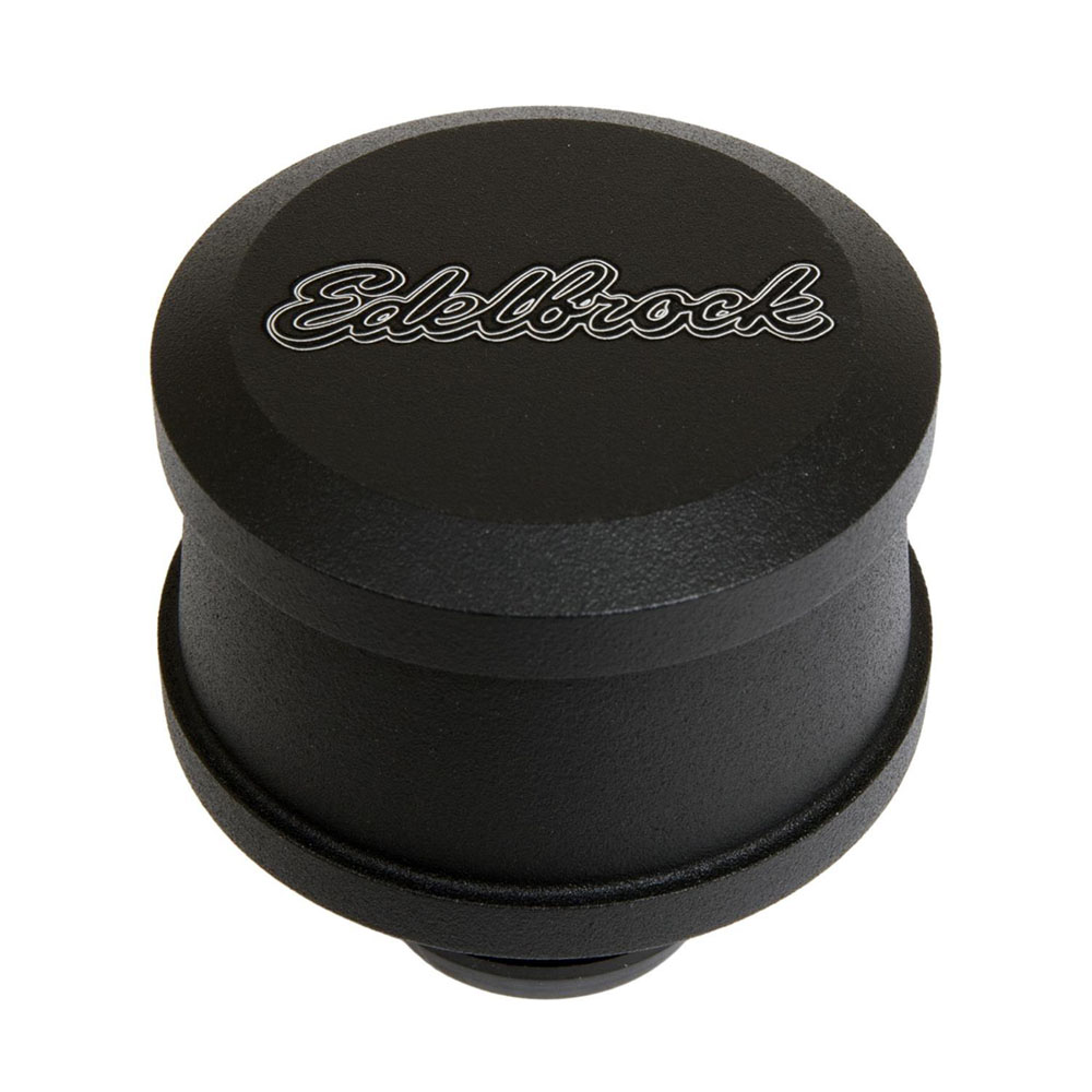Edelbrock Valve Cover Breather 42133; Victor Round Black Aluminum 