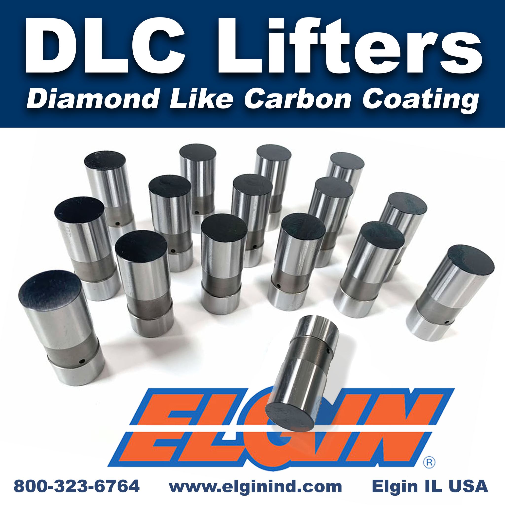 Elgin Lifters HL-1951DCQ16; DLC Coated Hydraulic Flat Tappet for Oldsmobile, Pontiac V8 