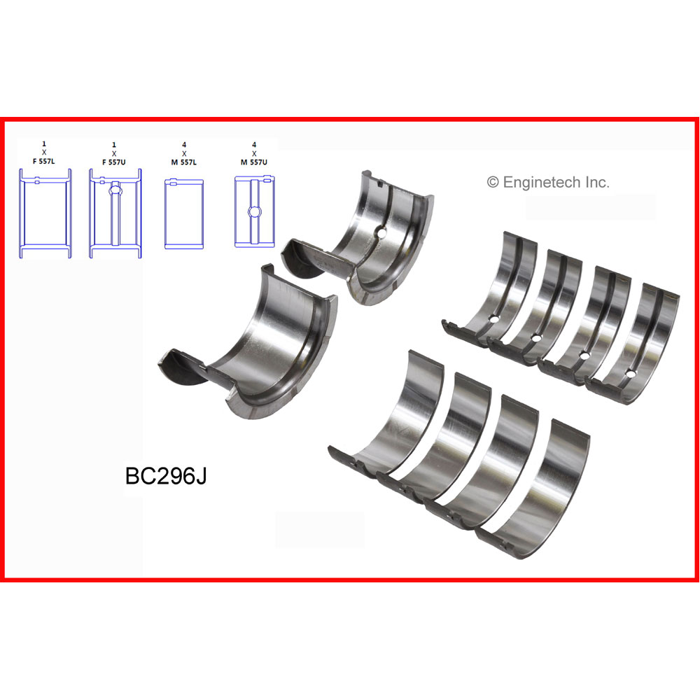 Enginetech Main Bearings BC296J010; 0.010 in. for 1967 to 2002 Chevy 262 to 350 
