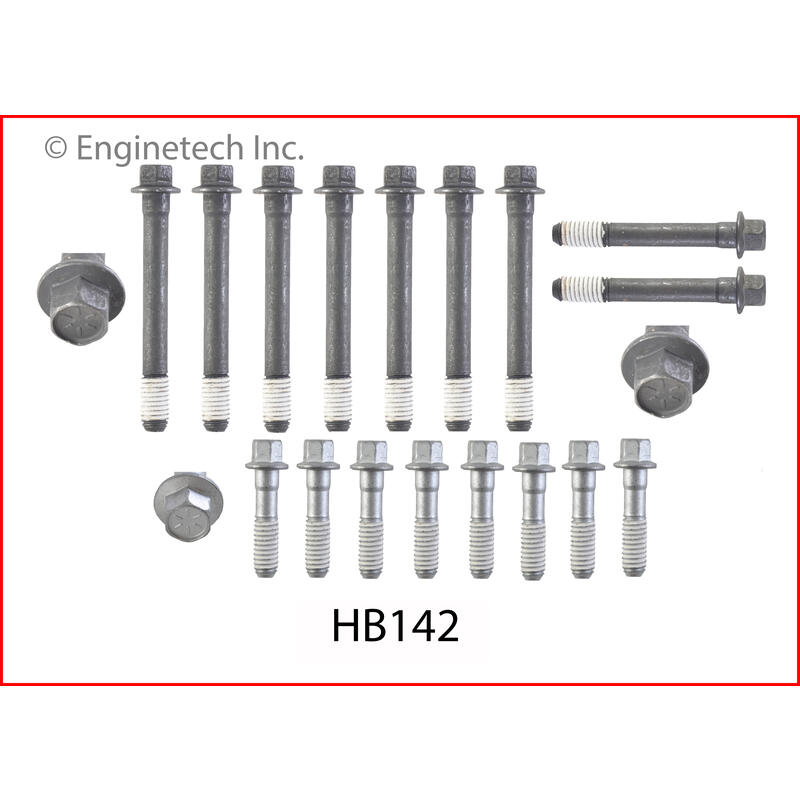 Enginetech Cylinder Head Bolt Set HB142; Hex Bolt Natural Steel for 1967 to 1993 Chevy 262 to 400 