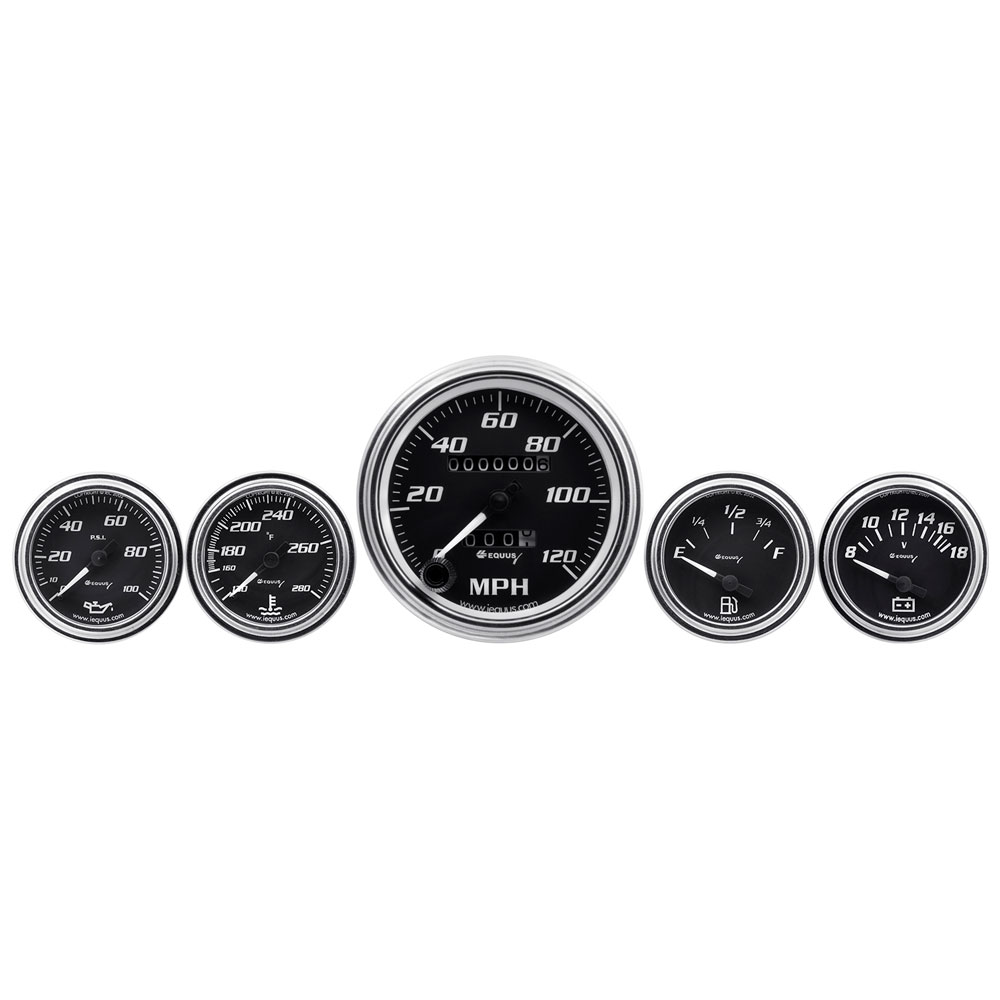 Photo for Equus Gauge Set 7500; 7000 Series Mechanical, Electric Speedometer, Oil Pressure, Water Temperature, Fuel Level, Voltmeter Black 