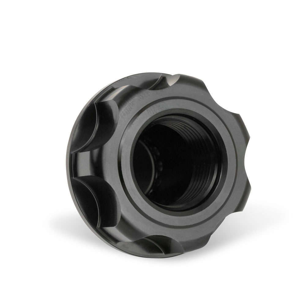 EARL'S Oil Filler Cap 3434122ERL; Oil Fill Cap with PCV Vent Black Aluminum for GM, Ford LS, LT, Coyote 