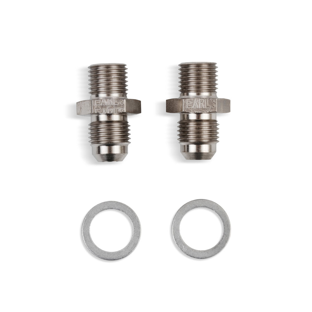 EARL'S Transmission Oil Cooler End Fitting 940006ERL; Transmission Line Adapters AN to NPS Adapter Nickel Plated -06AN Male Straight 1/4 in. -18 NPS Male for GM, Ford TH350, TH400, 700R4, 2004R, 4L60E, AODE 