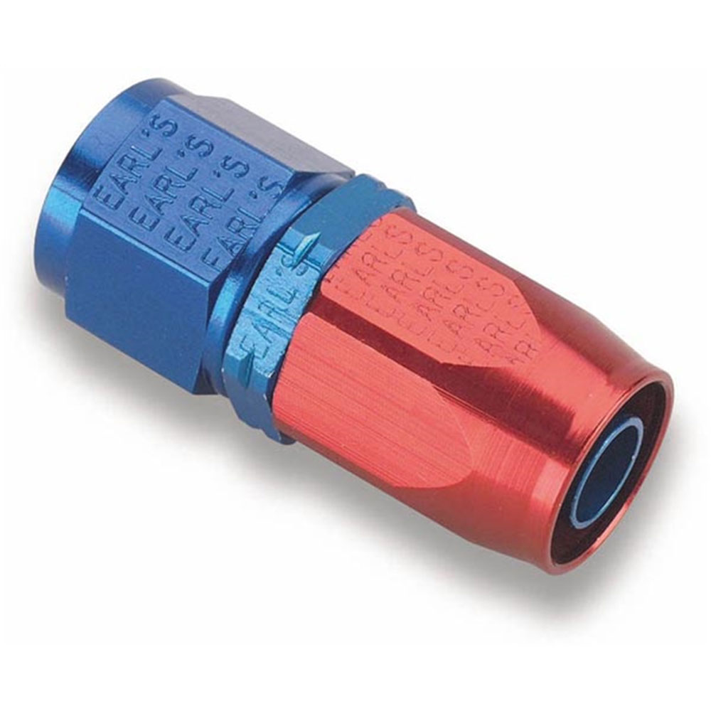 Photo for Earl's Performance Plumbing Fuel Hose Fitting 300106ERL; Pro Lite 390 Swivel Hose End Blue/Red Anodized -06AN Straight -06AN Female