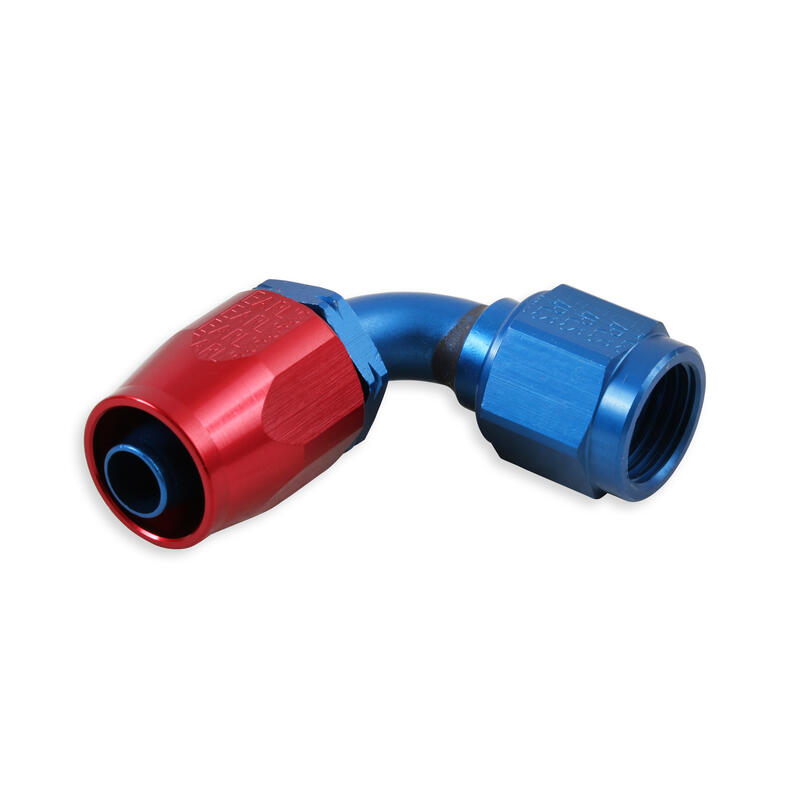Earl's Performance Plumbing Fuel Hose Fitting 309112ERL; Pro Lite 390 Non Swivel Hose End Blue/Red Anodized -12AN 90 deg. -12AN Female 