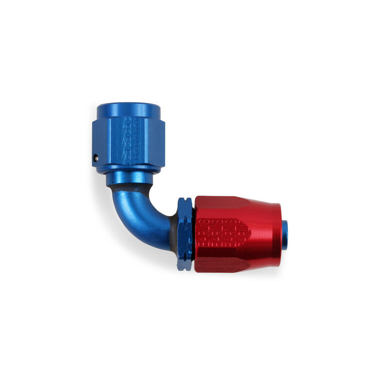 Earl's Performance Plumbing Fuel Hose Fitting 309112ERL; Pro Lite 390 Non Swivel Hose End Blue/Red Anodized -12AN 90 deg. -12AN Female 