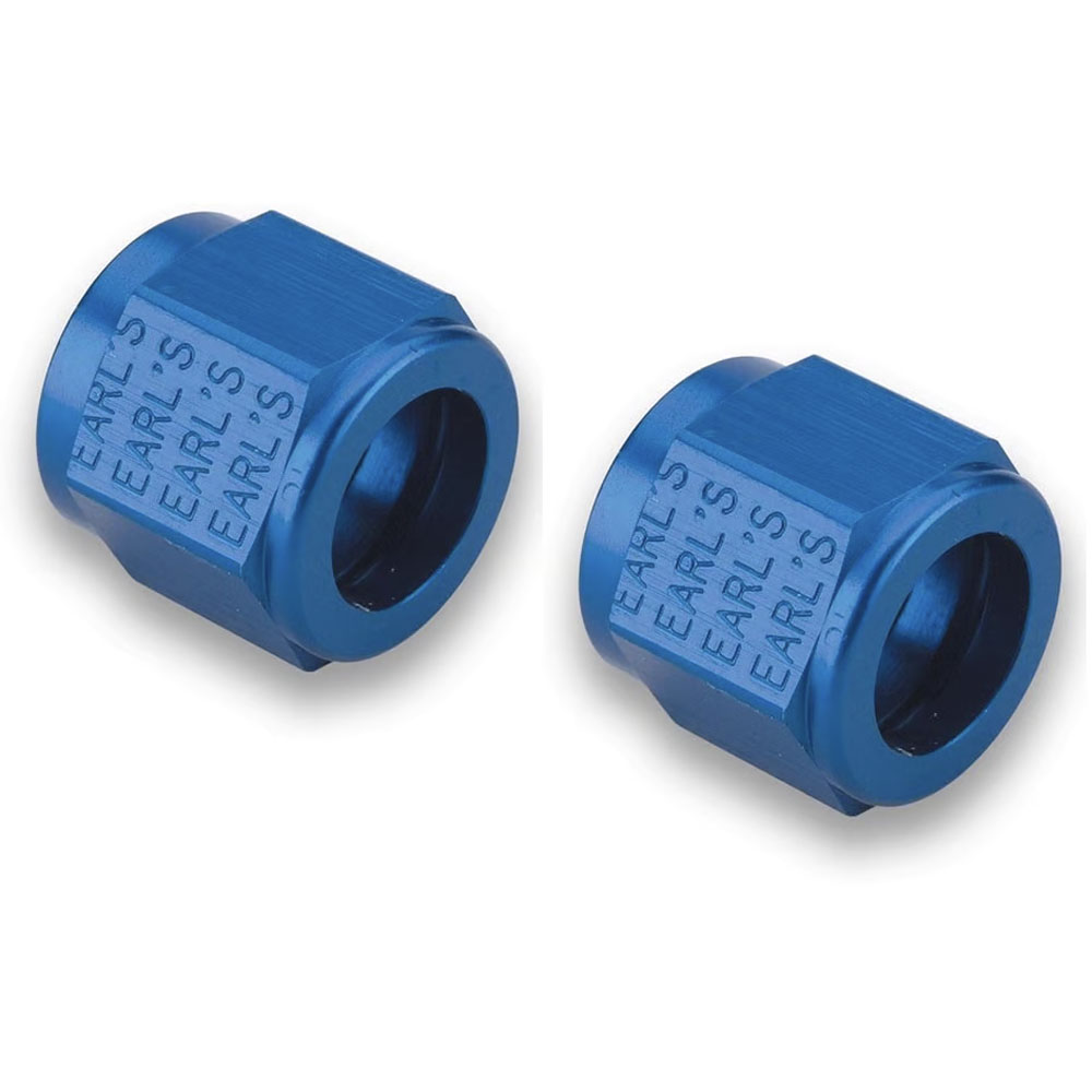 EARL'S Tube Fitting 581803ERL; Tube Nut Blue Anodized 3/16 in. Tube Straight -03AN Female 