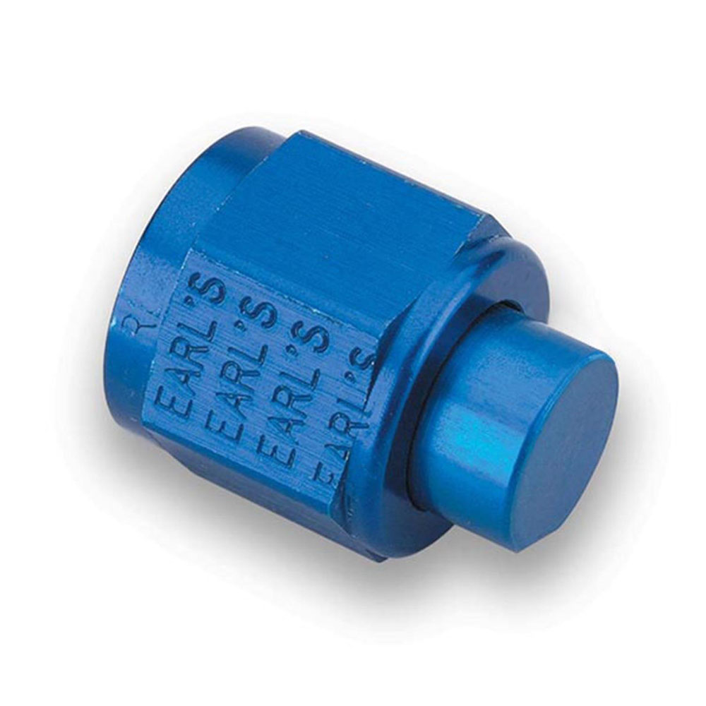 EARL'S AN Fitting 592906ERL; AN Flare Cap Blue -06AN Female Straight 