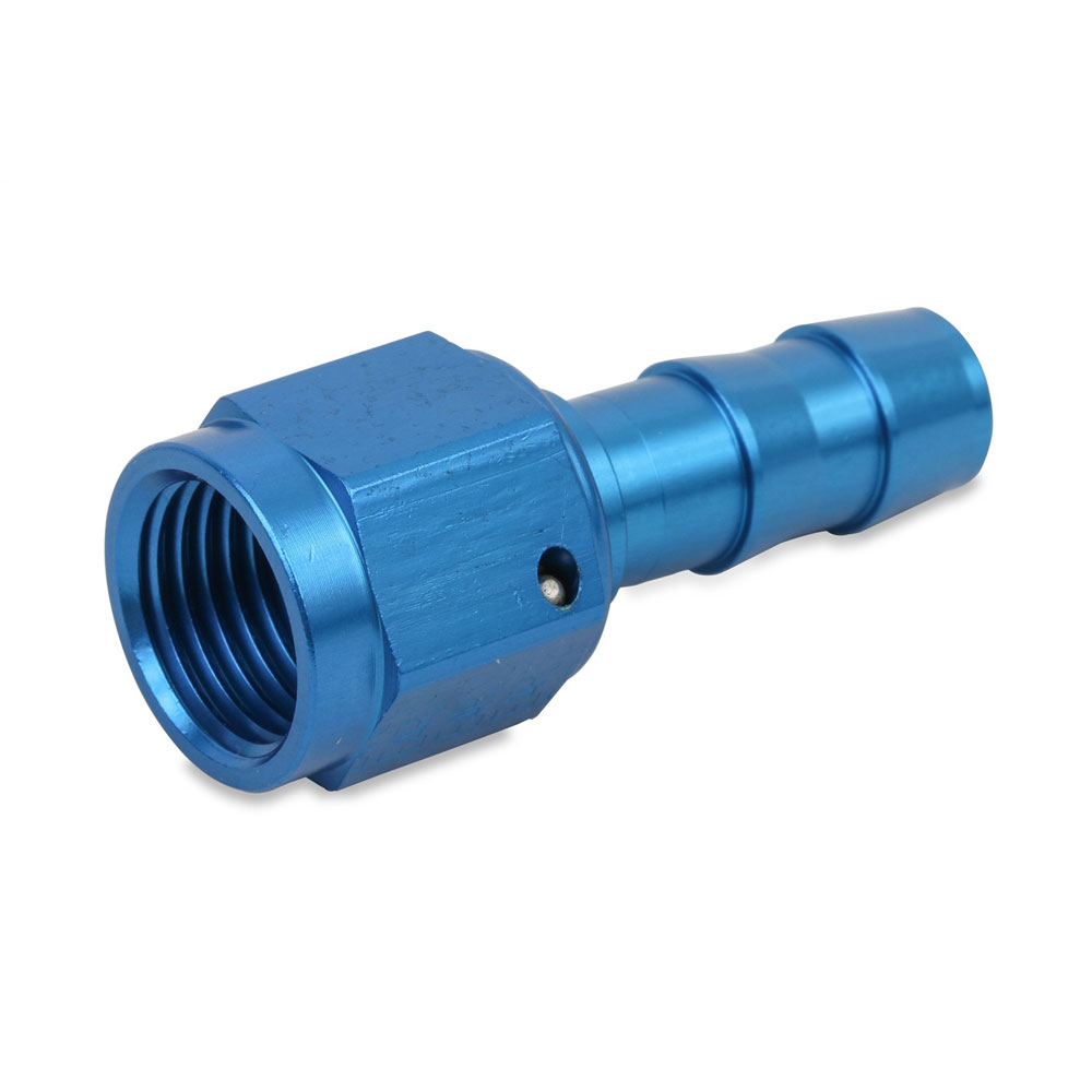Earl's Performance Plumbing Fuel Hose Fitting 700167ERL; Super Stock Non Swivel Hose End Blue Anodized -06AN Straight -06AN Female 