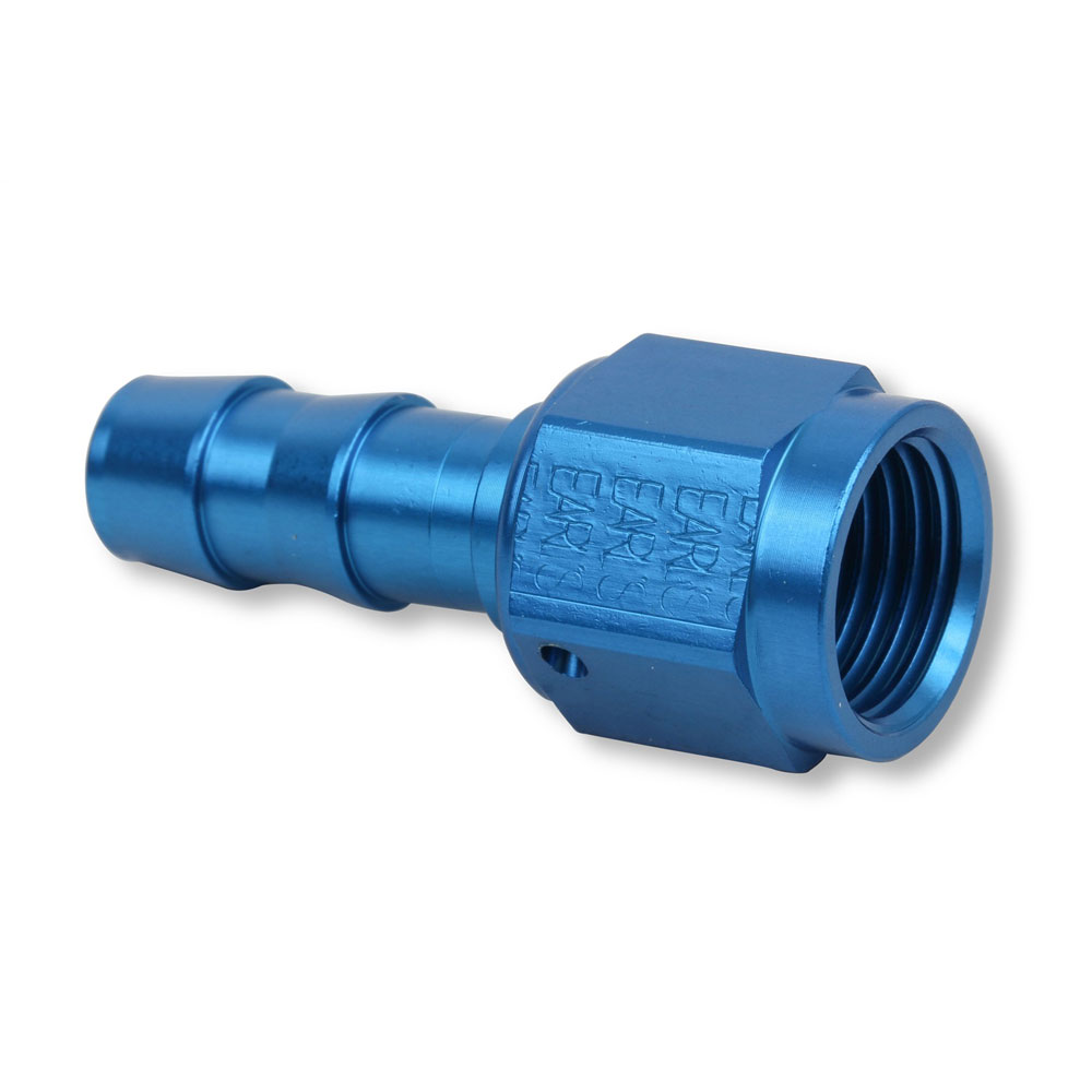 Earl's Performance Plumbing Fuel Hose Fitting 700167ERL; Super Stock Non Swivel Hose End Blue Anodized -06AN Straight -06AN Female 