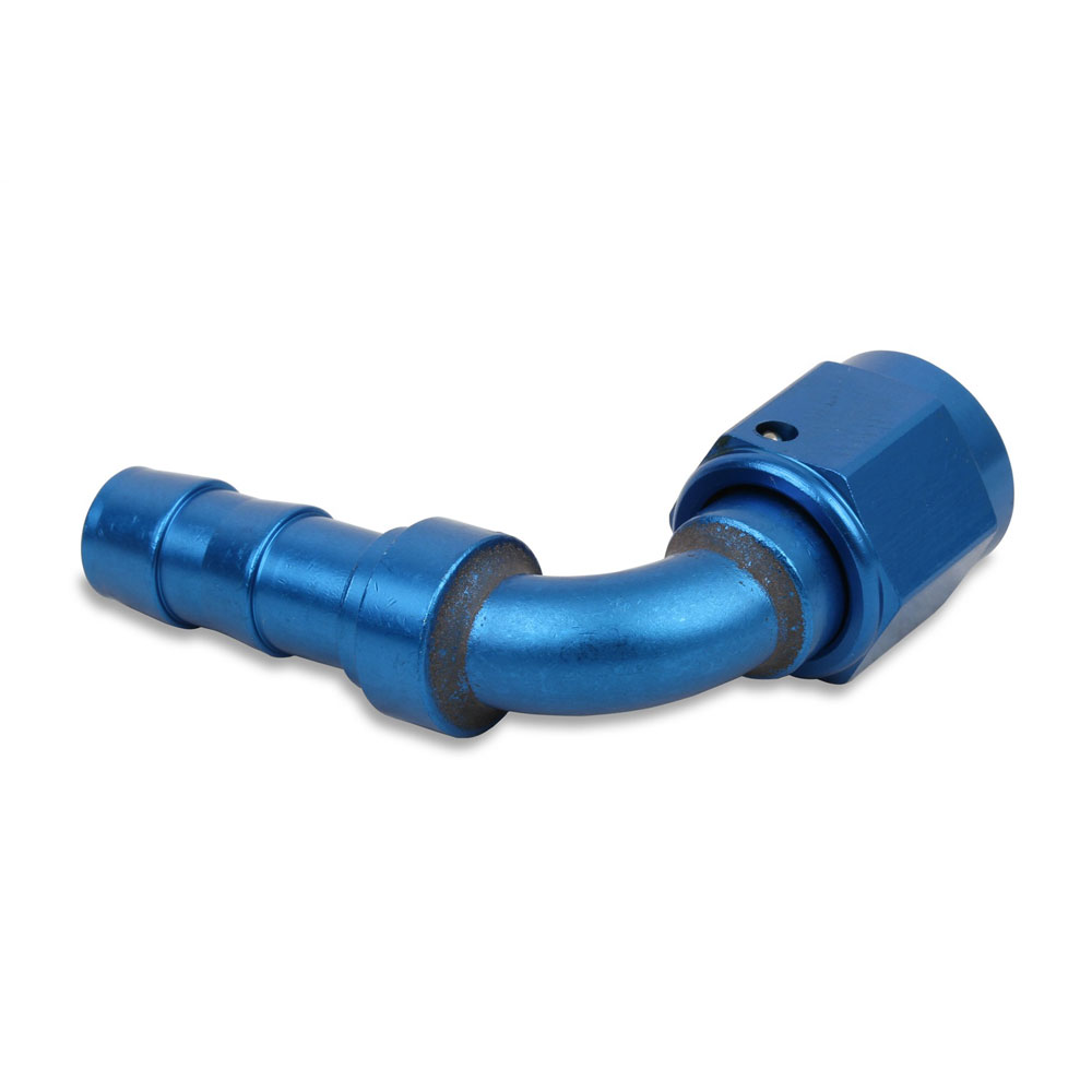 Earl's Performance Plumbing Fuel Hose Fitting 709167ERL; Non Swivel Hose End Blue Anodized -06AN 90 deg. -06AN Female 