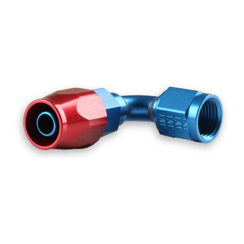 Earl's Performance Plumbing Fuel Hose Fitting 809112ERL; Pro Lite 390 Swivel Hose End Blue/Red Anodized -12AN 90 deg. -12AN Female 