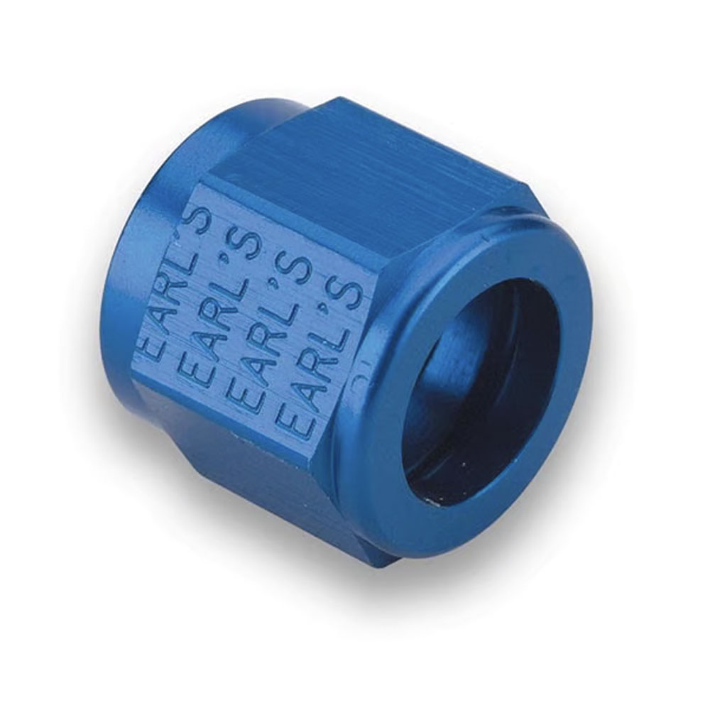 EARL'S Tube Fitting 981808ERL; Tube Nut Blue Anodized 1/2 in. Tube Straight -08AN Female 