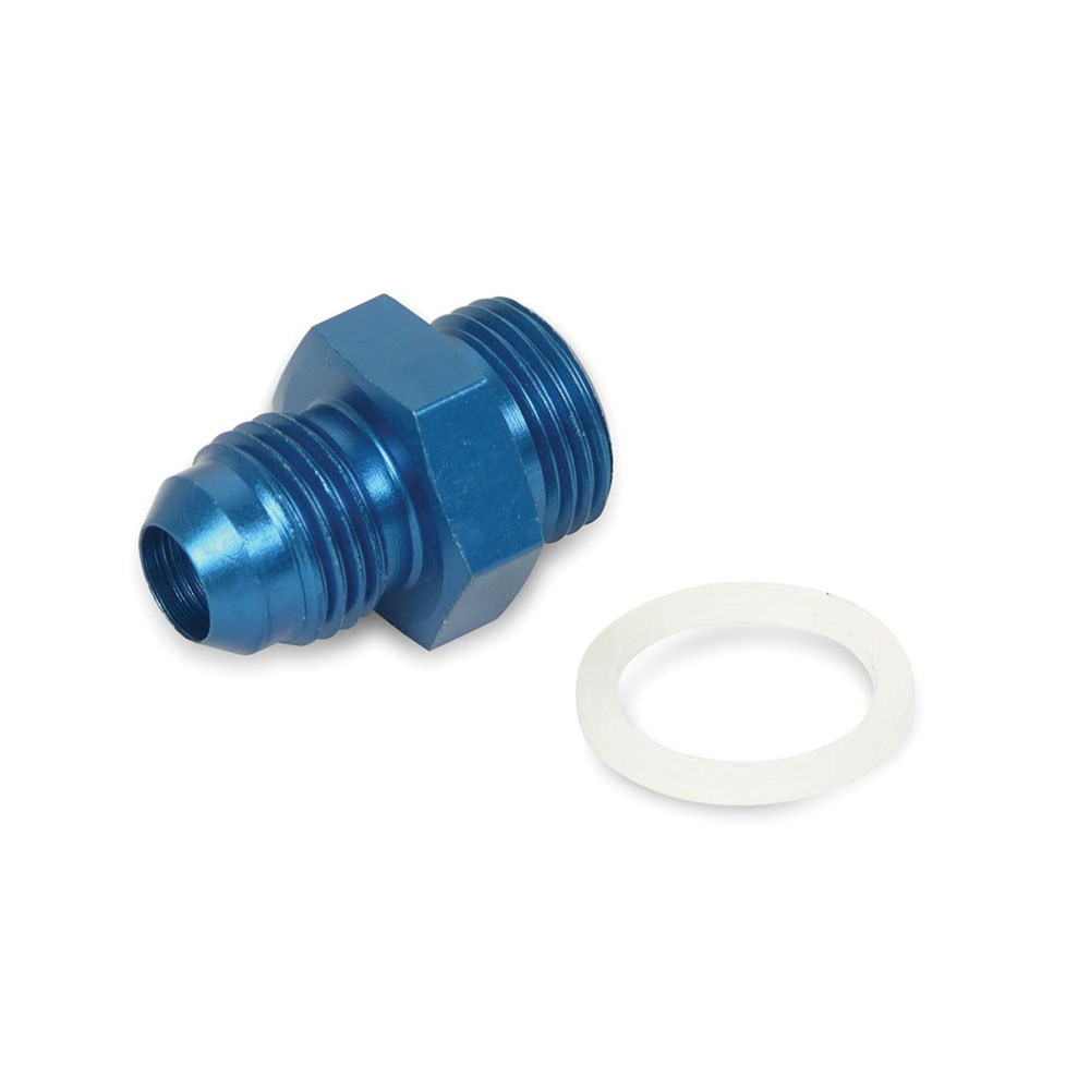 Photo for Earl's Performance Plumbing Carburetor Fuel Inlet Fitting 991941ERL; Carburetor Inlet Adapter Blue Anodized -06AN Male Straight 2-5/8 in.