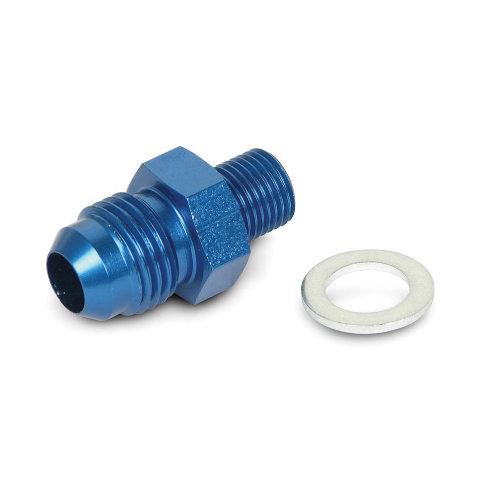 Earl's Performance Plumbing Carburetor Fuel Inlet Fitting 991953ERL; Carburetor Inlet Adapter Blue Anodized -06AN Male Straight 10.000 mm x 1.0 Male 