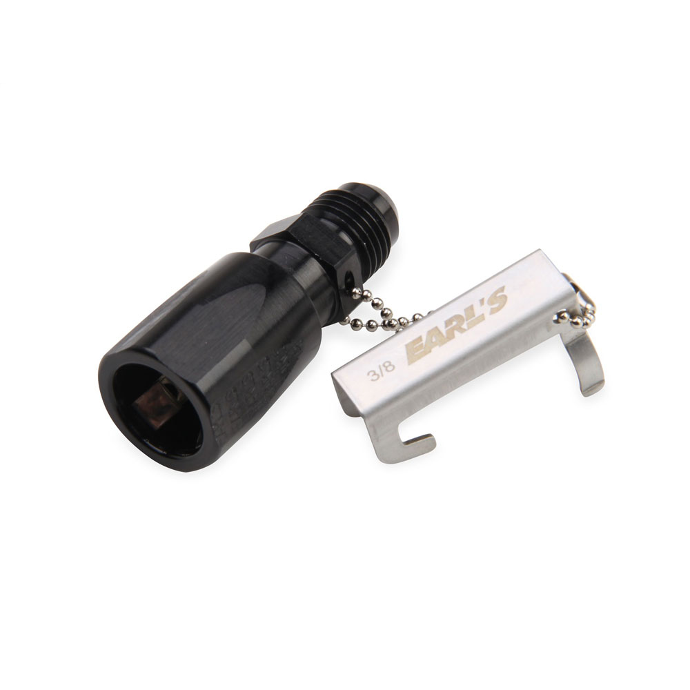 Earl's Performance Plumbing AN Fitting AT991966ERL; AN to Quick Connect Adapter Black -06AN Male Straight 3/8 in. SAE Female 