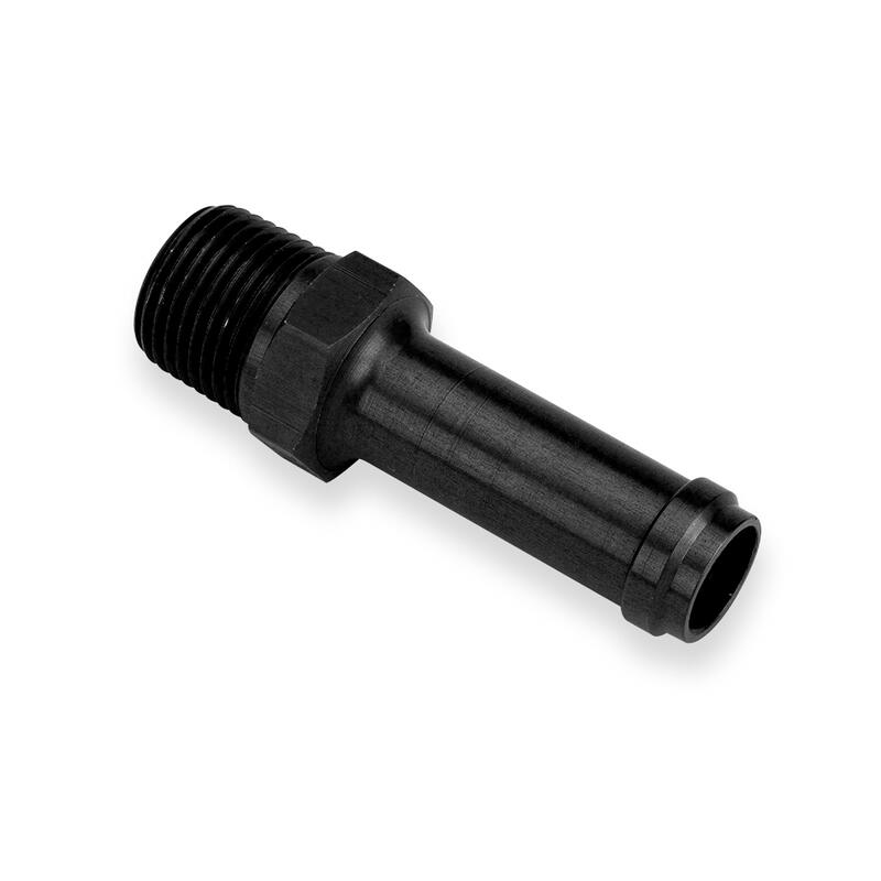 Earl's Performance Plumbing Pipe Fitting AT984006ERL; NPT to Hose Barb Adapter Black Anodized 1/4 in. NPT Male Straight 3/8 in. Hose Barb 