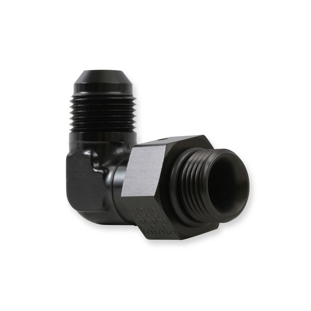 EARL'S AN Fitting AT949008ERL; AN to ORB Adapter Black -08AN Male 90 deg. -08AN ORB Male 
