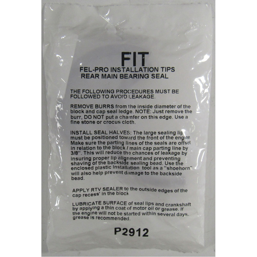 Fel Pro Crankshaft Seal P2912; 2 Piece Rear Main Fluoroelastomer for Chevy 262 to 400 