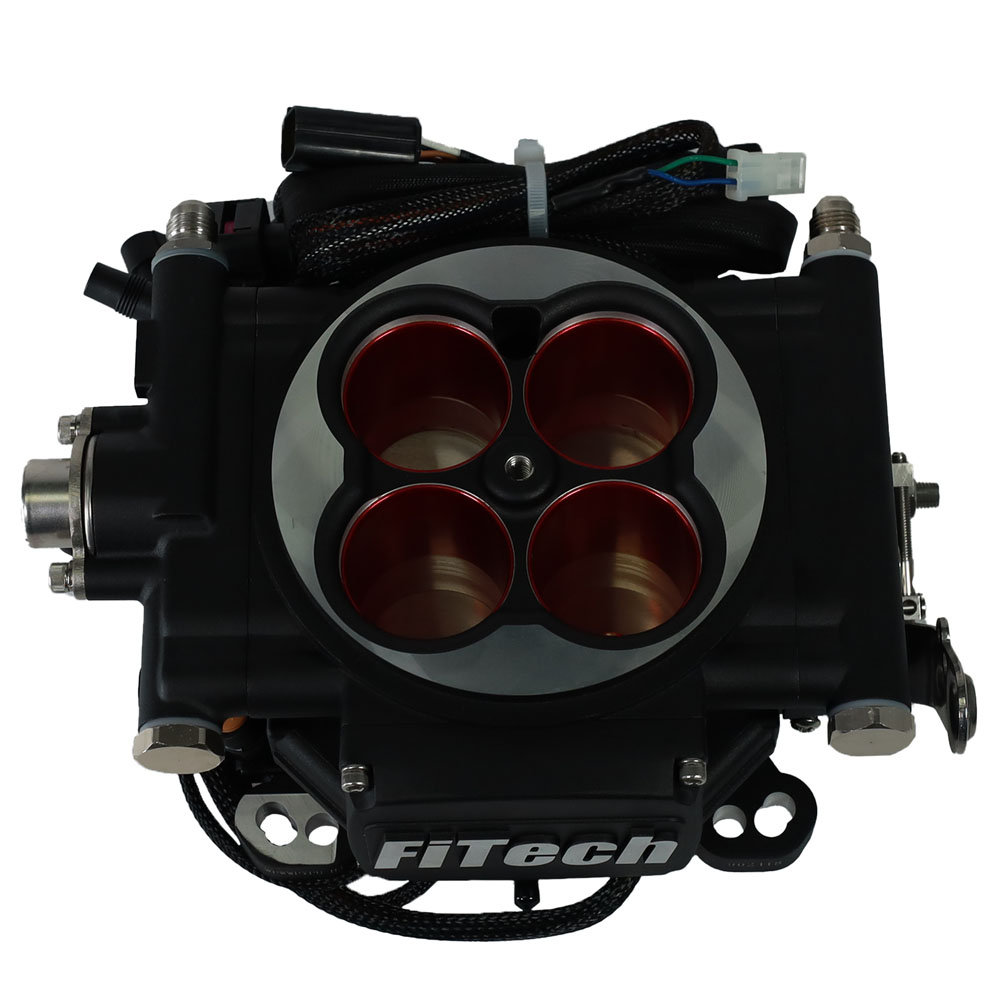 FiTech Fuel Injection System 30004; Go EFI 4 Power Adder 600 HP Throttle Body Black Die Cast Aluminum 