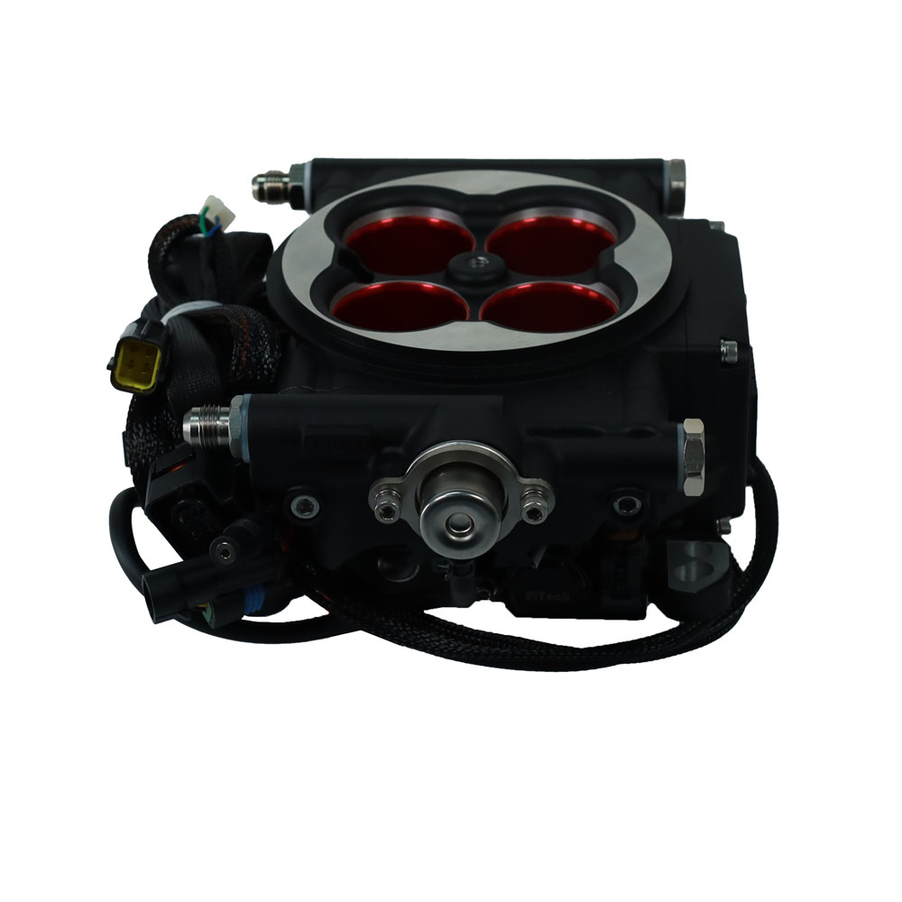 FiTech Fuel Injection System 30004; Go EFI 4 Power Adder 600 HP Throttle Body Black Die Cast Aluminum 