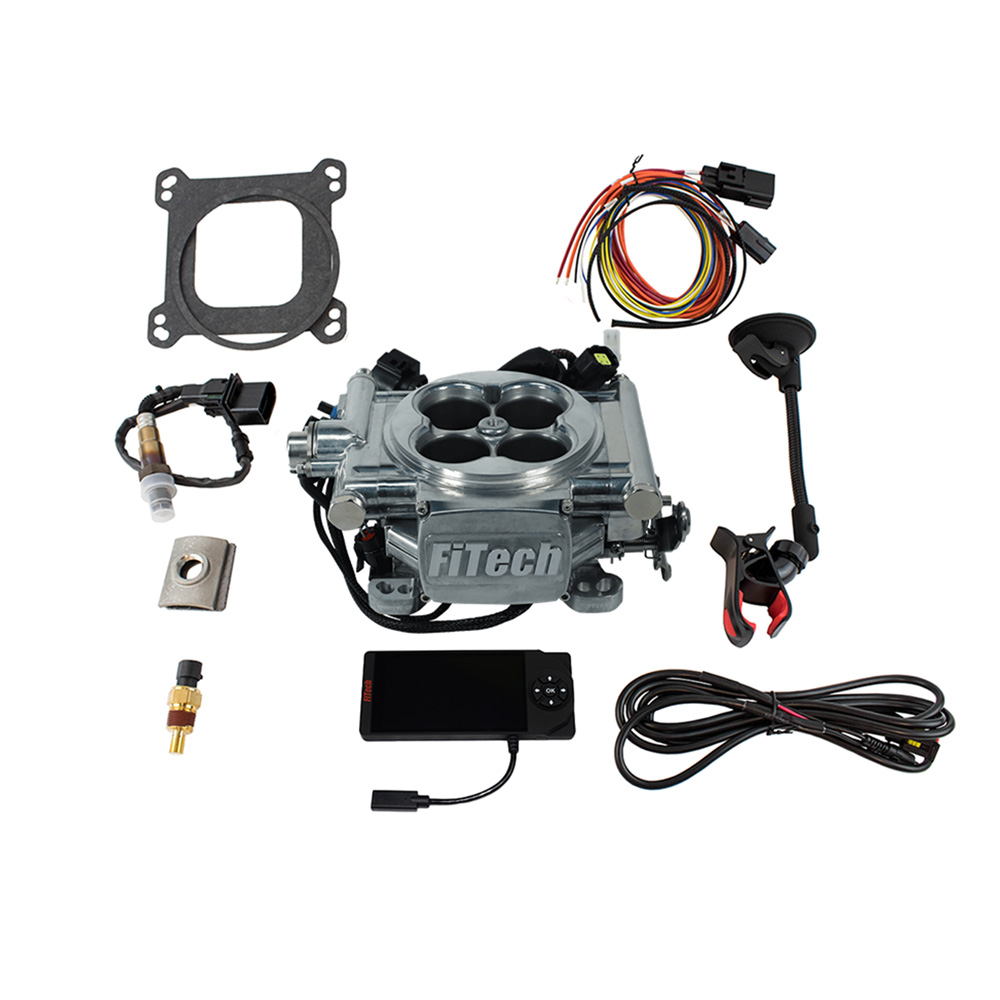 FiTech Fuel Injection System 35201; Go EFI 4 and Force Fuel Master Kit 650 HP Throttle Body Bright Die Cast Aluminum 